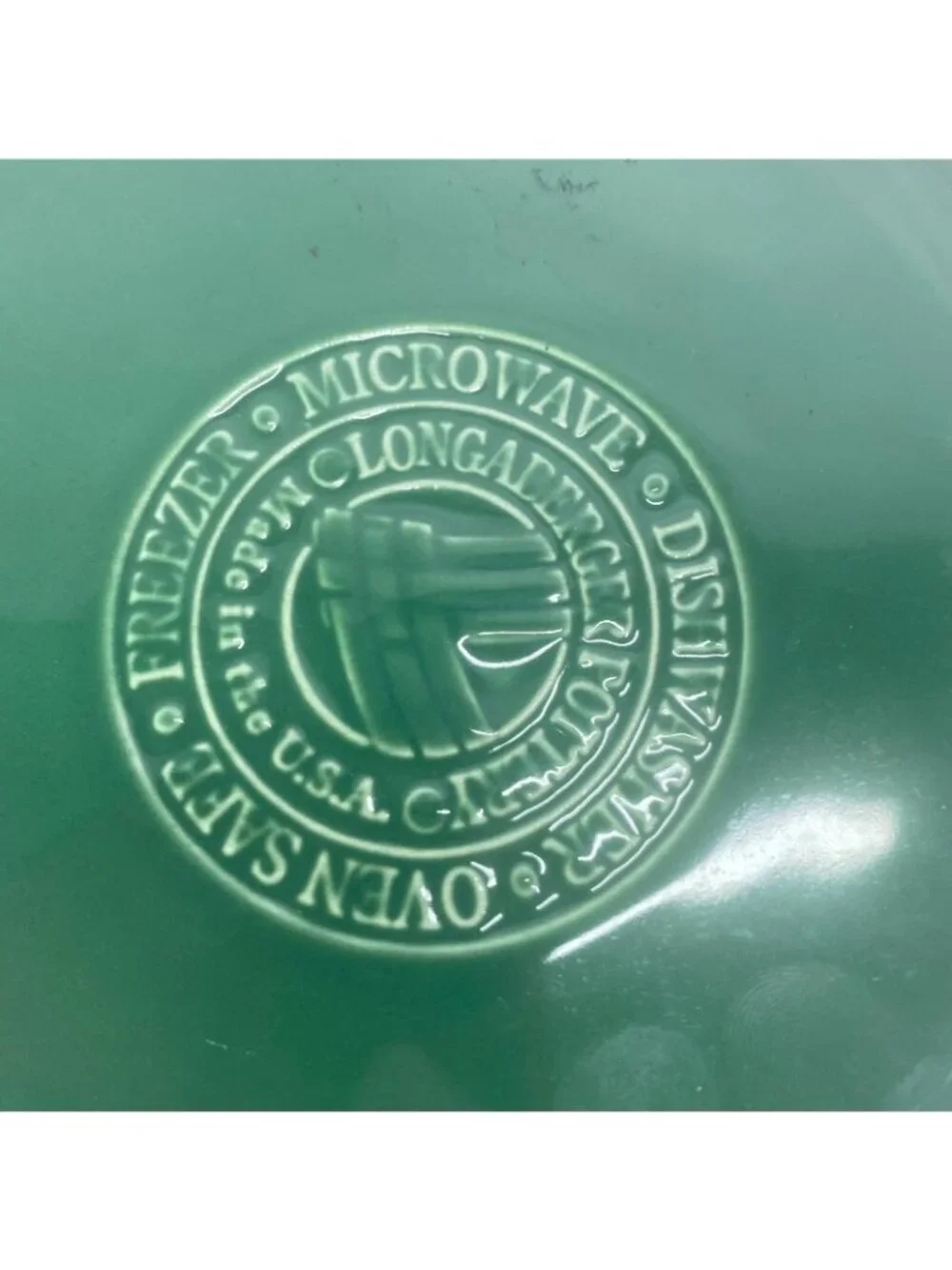 Longaberger Pottery WOVEN DRUM Ivy Green Traditions Embossed 4